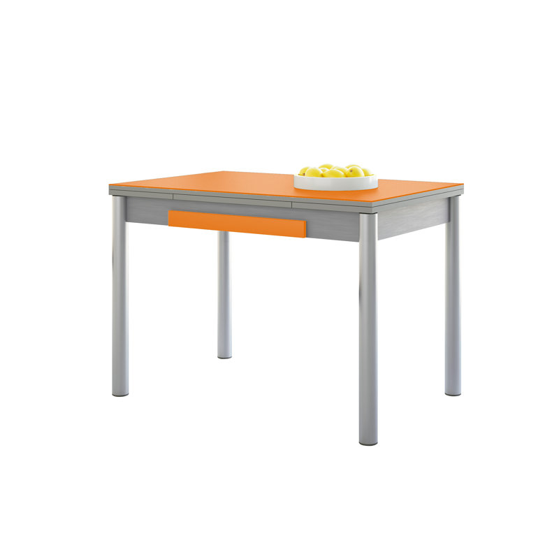 Kitchen Table With Black Wings, Round Legs, 90X50cm (Crystal), Orange