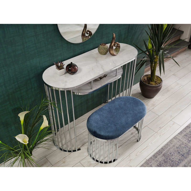 Garry Chrome Legs Fabric Top Module Ottoman