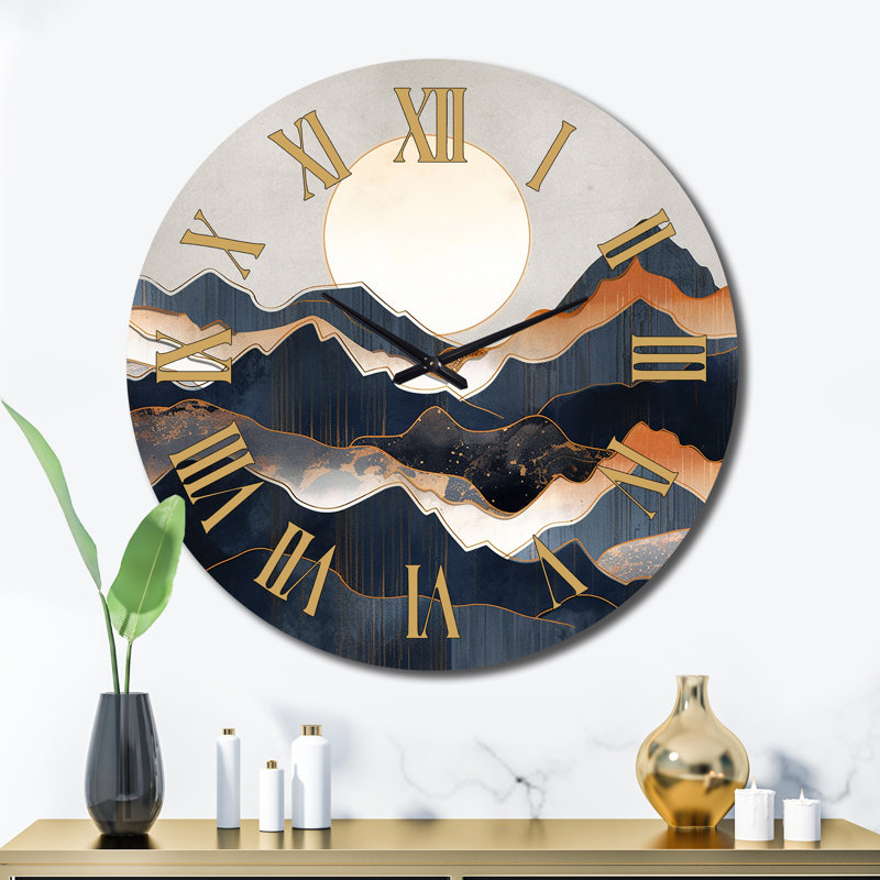 Horloge murale Daring Moutain Horizons II - Paysage abstrait, Très grand