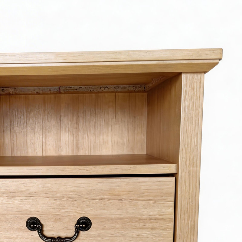 Table de chevet rustique de 22 po avec 2 tiroirs et tablette ouverte, poignées en métal, options multicolores, Naturel