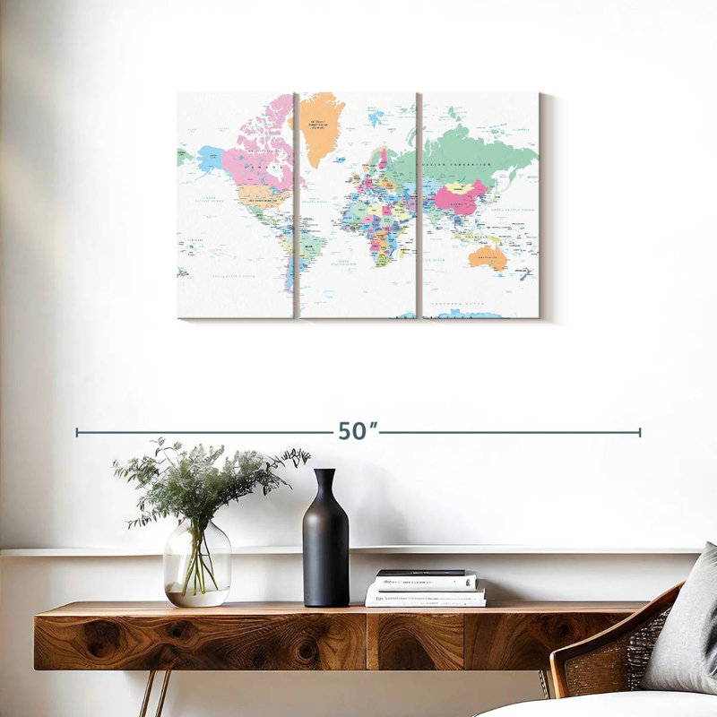 Carte du monde pastel Keiri, H 20 po x l 33 po