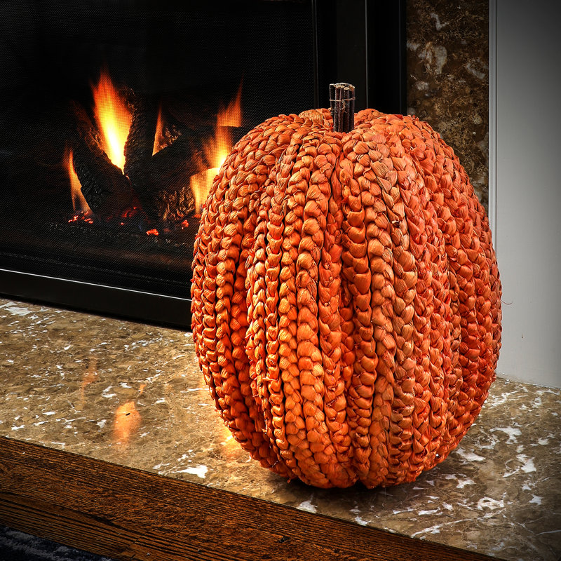 Présentoir tissé panier citrouille, Orange, H 19 po x l 15 po x P 15 po