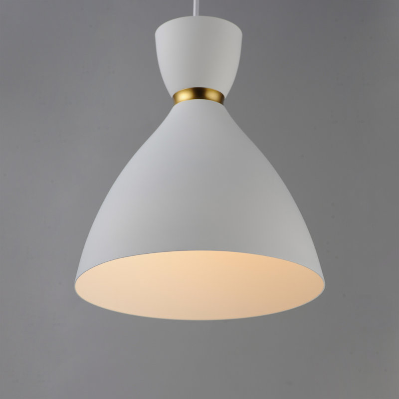 Luminaire suspendu conique à 1 lumière Willingdon, Laiton satiné / blanc