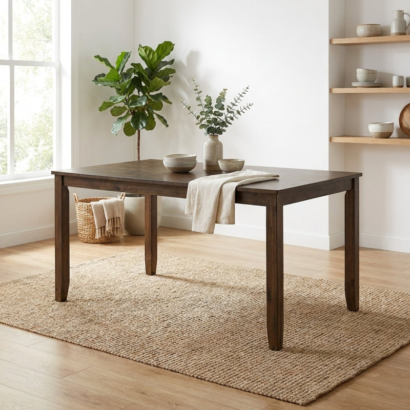 Table de salle à manger rectangulaire en bois massif, 115,6 cm x 72,4 cm, style contemporain, Noyer