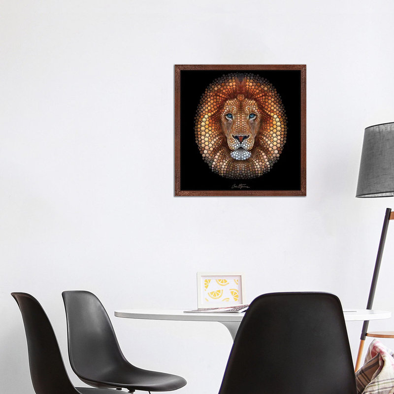 Lion 1 Piece Wall Art on Canvas, 66.04 cm H x 66.04 cm W, Brown Framed