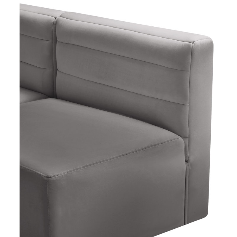 Enso Velvet L-Shaped Sectional Reversible, Grey Velvet