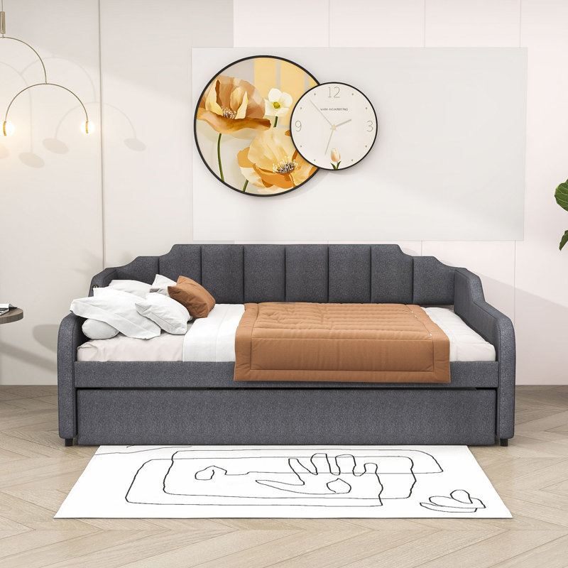 Innes Upholstered Daybed with Trundle Bed