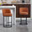 Counter Height Bar Stools Set of 2, Modern Barrel Design with Backrest, Linen Upholstered for Kitchen Island Comfort-1497760732