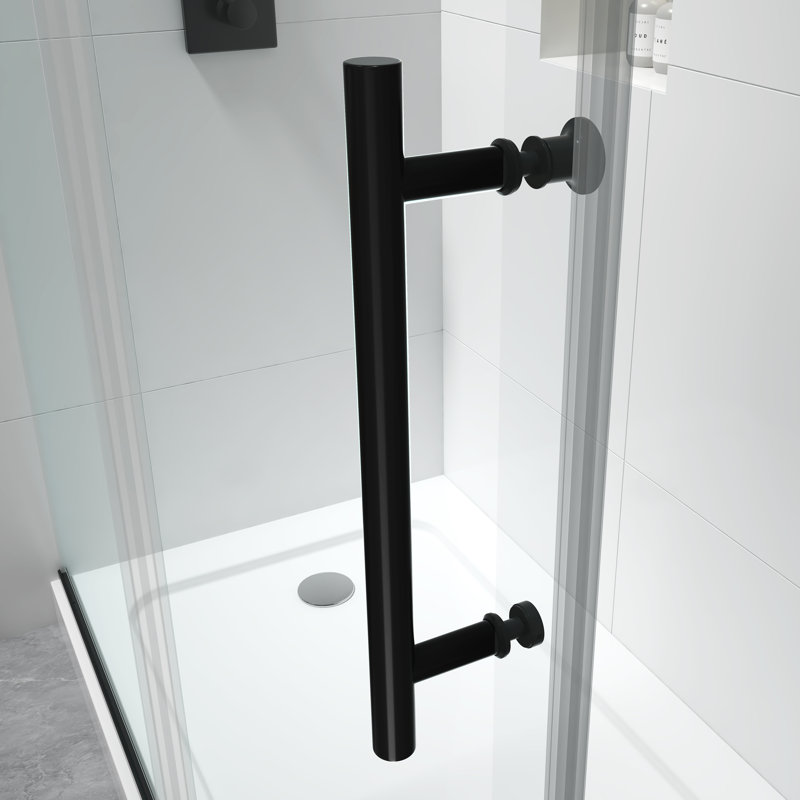 Cabine de douche coulissante rectangulaire sans cadre Julien l 60 po x P 34 po x H 76 po, Noir