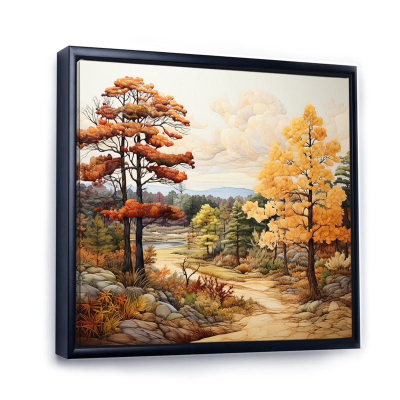 Carlymay Pine Tree Autumn Magic I - impression, H 30 po x l 30 po x P 1 po, Cadre flottant noir
