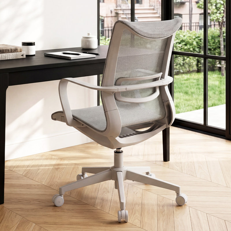 Ergonomic Swivel Mesh Office Chairs With Wheels, Adjustable Backrest, Seat Height, And Tilt Function, Grey