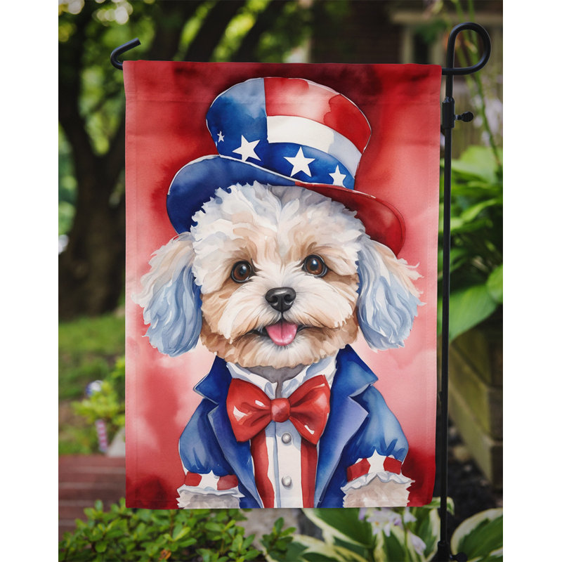 Patriotic American Garden Flag, Maltipoo
