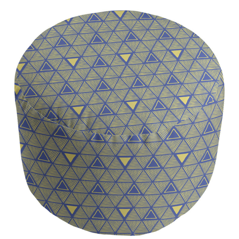 Upholstered Pouf, Blue/Yellow