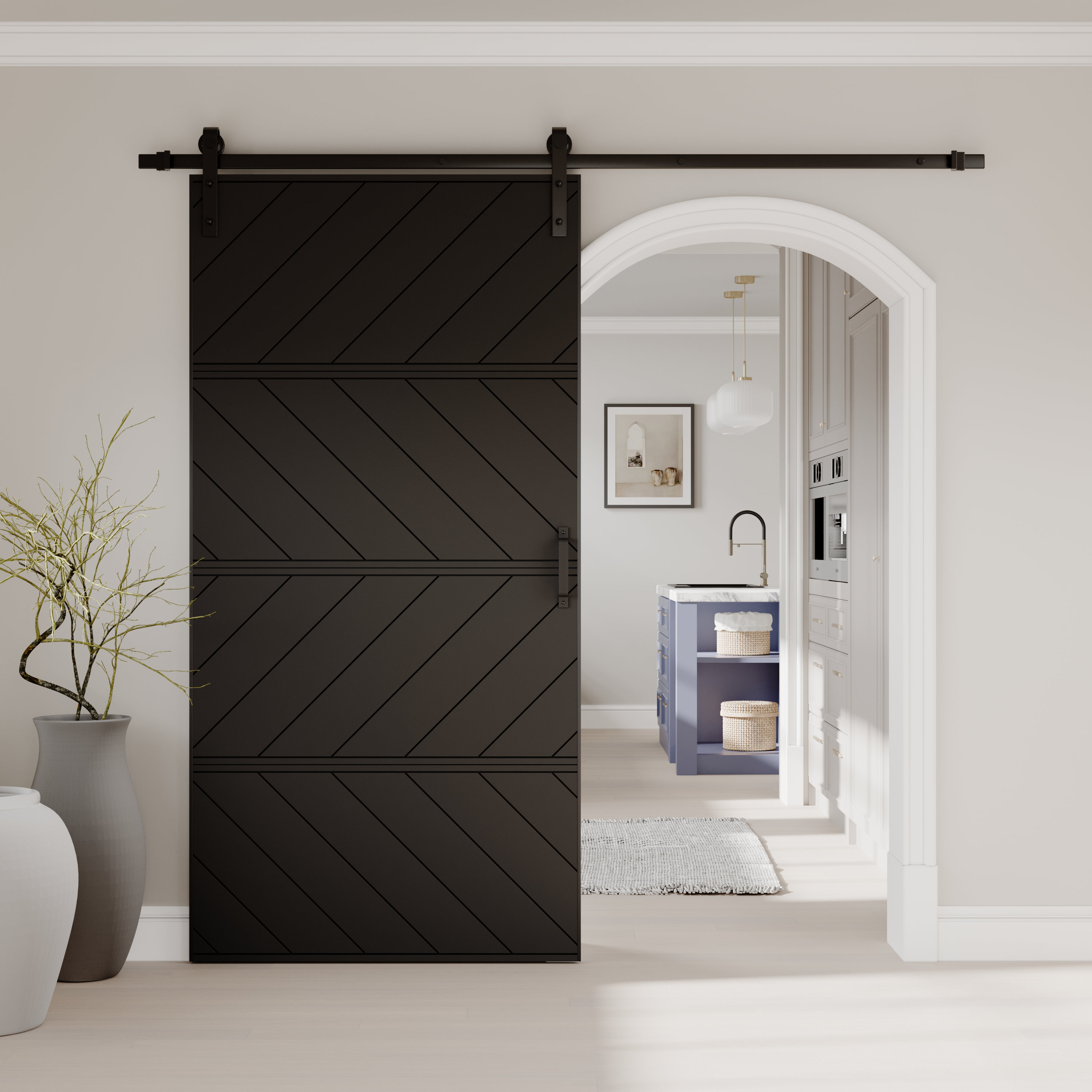 Black Chevron Paneled Door Redo - Before and After Photos