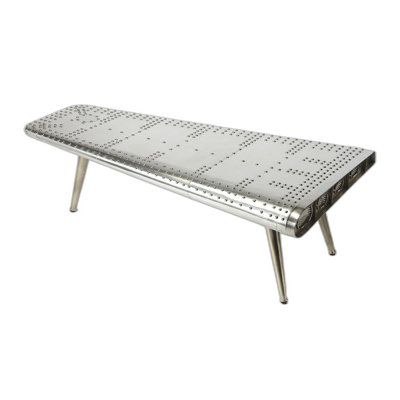 60" Silver Aluminum And Metal Coffee Table