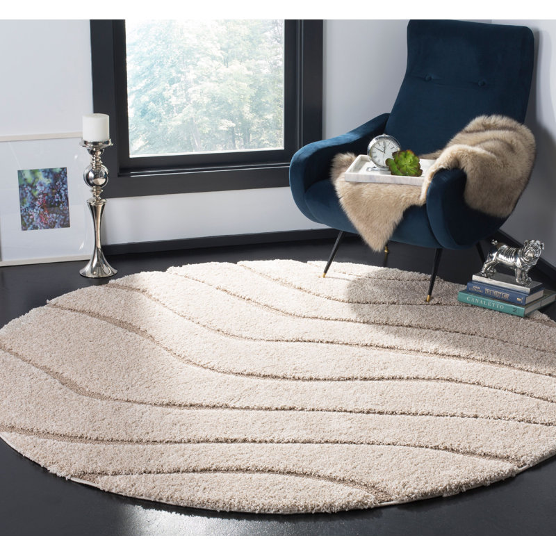 Tapis crème / beige Ashal, Rond 5 pi