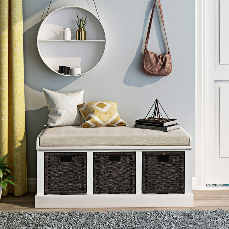 Banc de rangement à tiroirs Guyanne, Blanc
