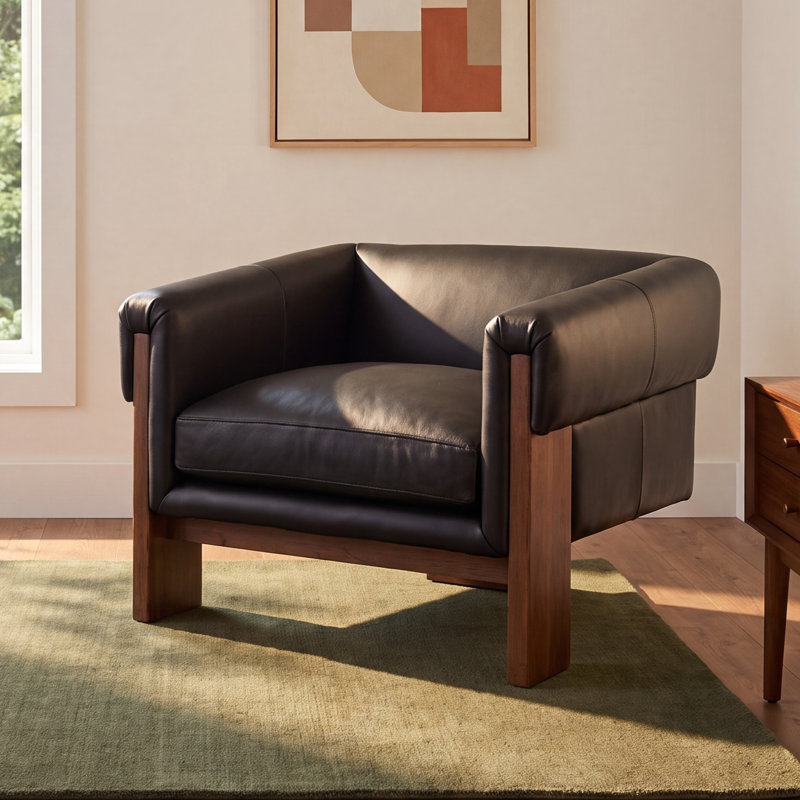 Leather Armchair, Modern Velvet Smoke