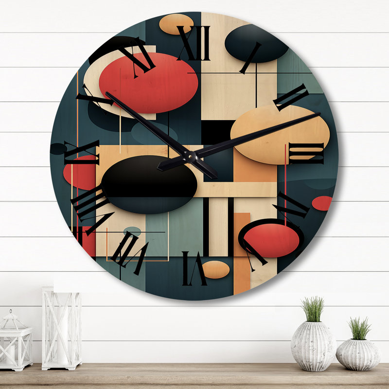 Horloge murale rétro en forme de géométrie abstraite et géométrique moderne I, Grand