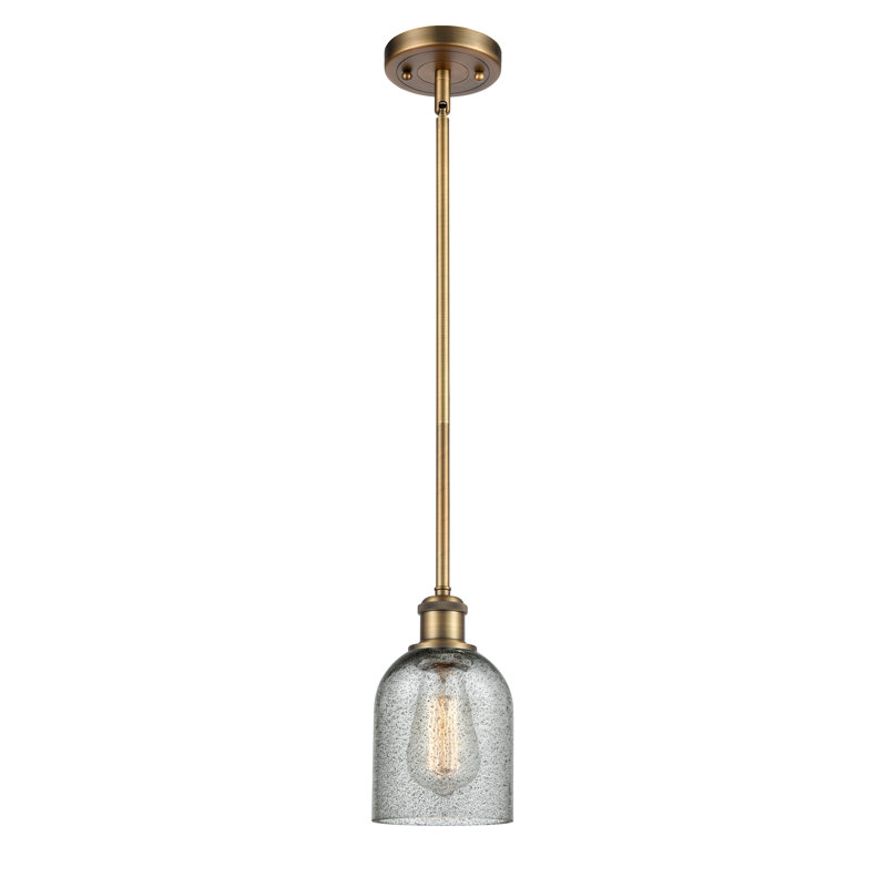 Luminaire suspendu en forme de cloche à 1 lumière Odele, Anthracite, Laiton brossé, Ampoule DEL 6 watts Vinage