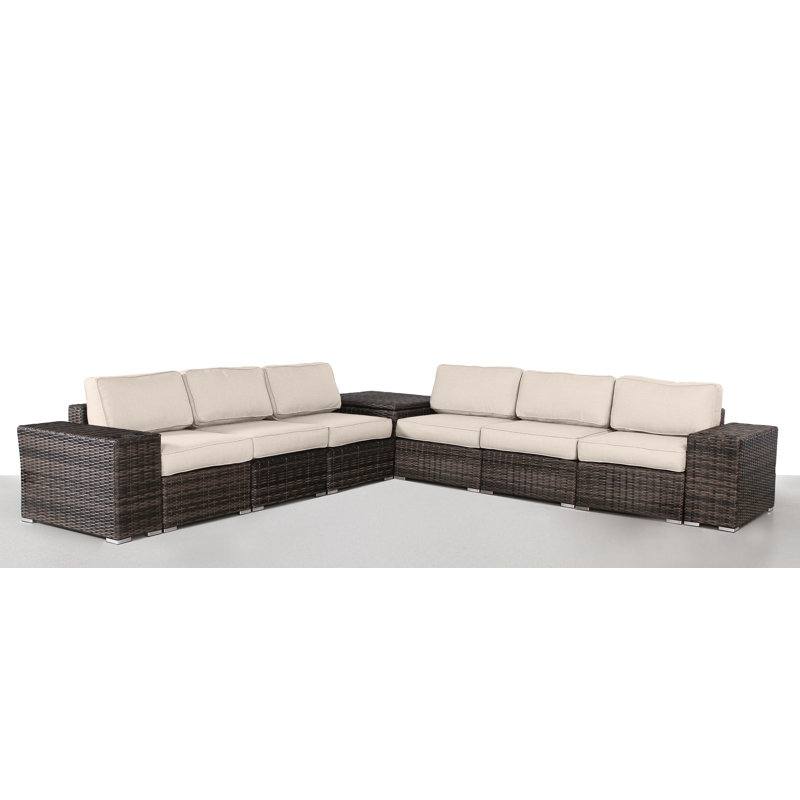 Demarest Wicker Fully Assembled 6 - Person Seating Group with Cushions, Sunbrella Canvas