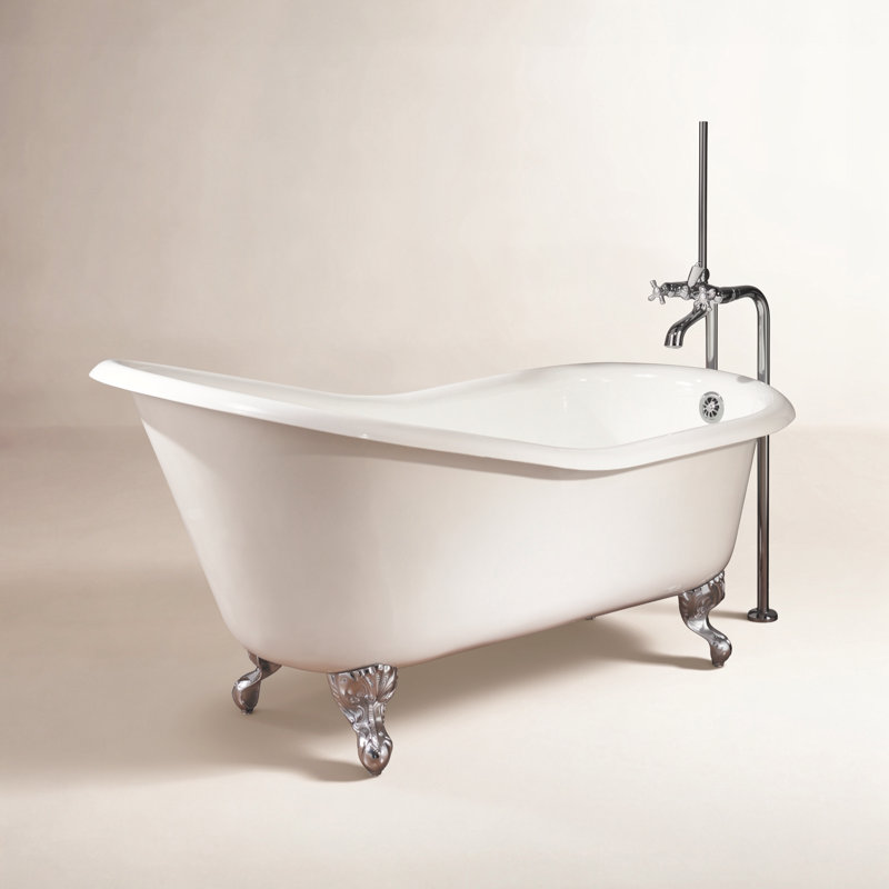 68'' L Soaking Bathtub, Polished Nickel, White Interior with White Exterior