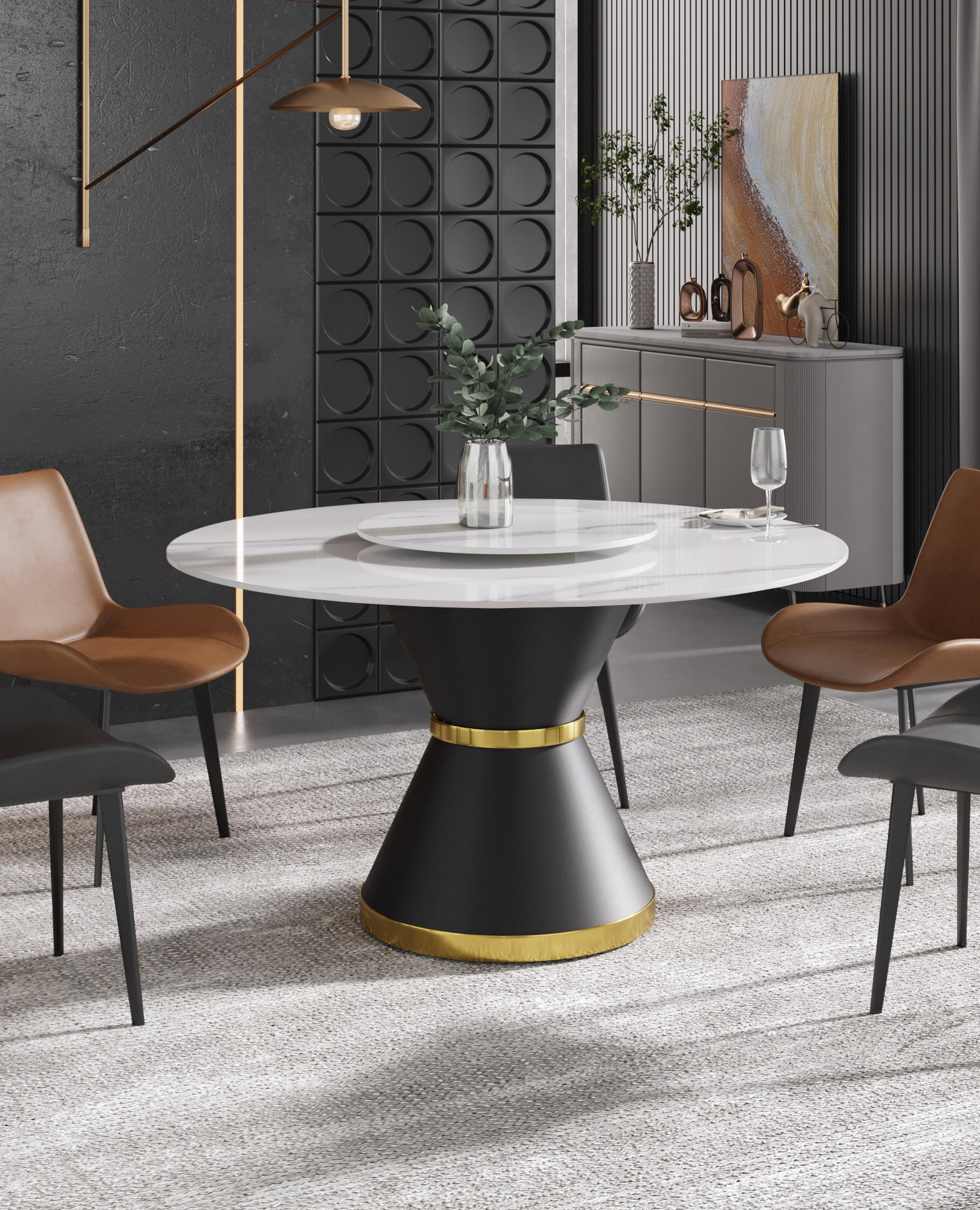 Brayden Studio® Ryding Modern Round Sintered Stone Dining Table with  Rotating Tray - Wayfair Canada