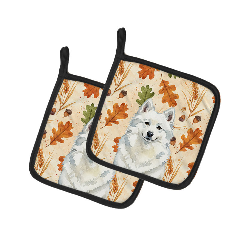 American Eskimo Heirloom Fall Pair of Pot Holders