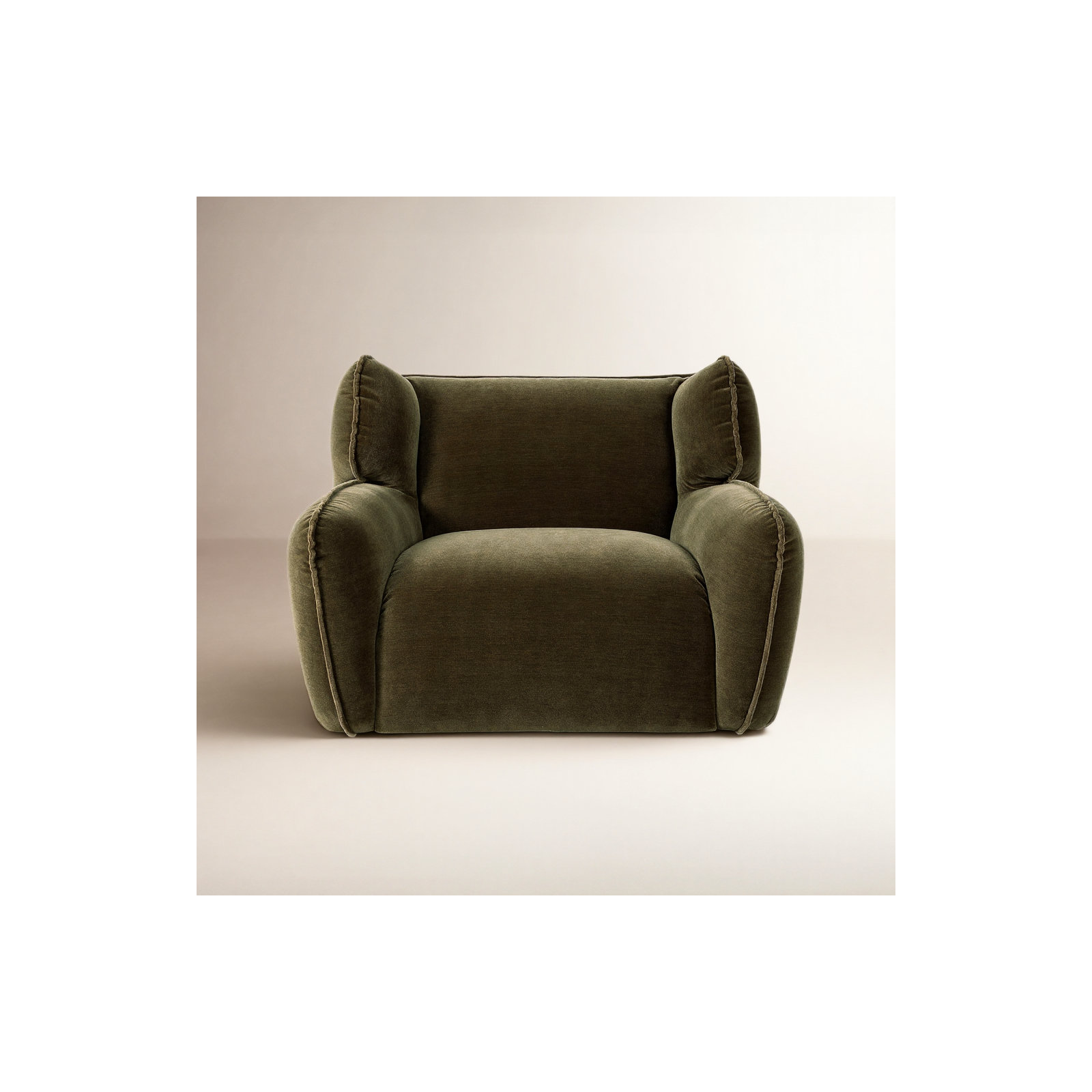 Thaddeus Oversized Upholstered Swivel Chair, Olive Performance Velvet