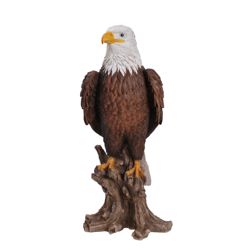 Statue aigle à tête blanche sur souche, H 26,8 po x l 11,7 po