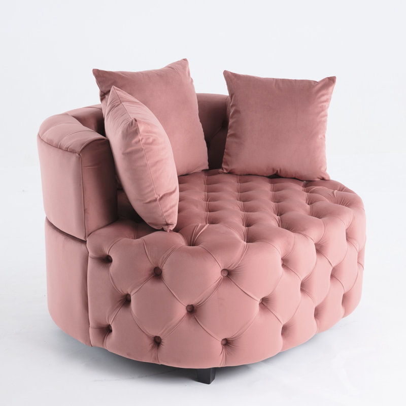 Fauteuil d'appoint en velours rose pour le salon, style américain en velours, zone en mousse, Rose