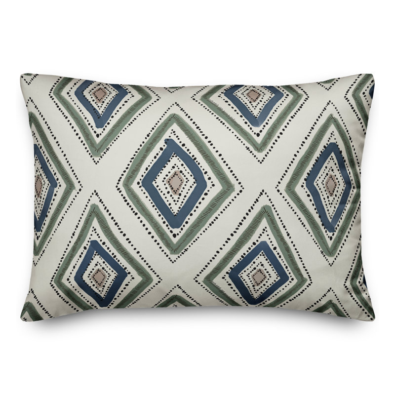 Abstract Outdoor Reversible Throw Pillow, Blue/Green