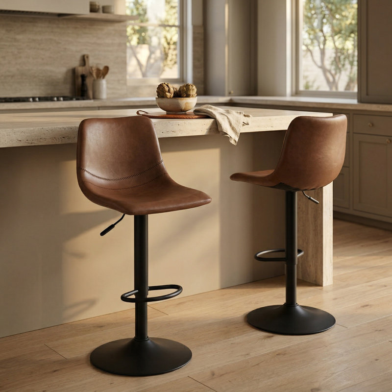 Tabouret de bar pivotant Maximilian, Noir, Simple