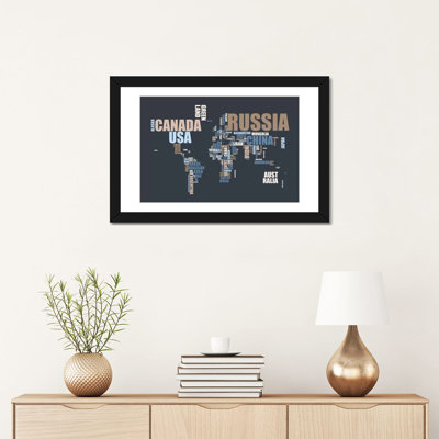 «World Map in Words», art textuel sur toile