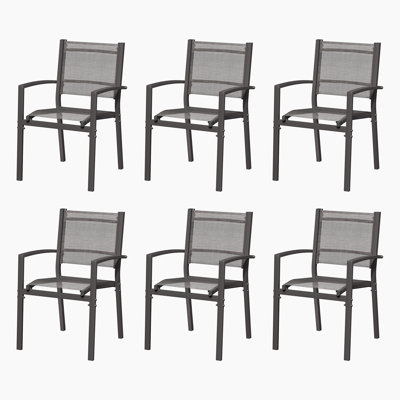 6set Powder-coated Steel Outdoor Dining Armchair