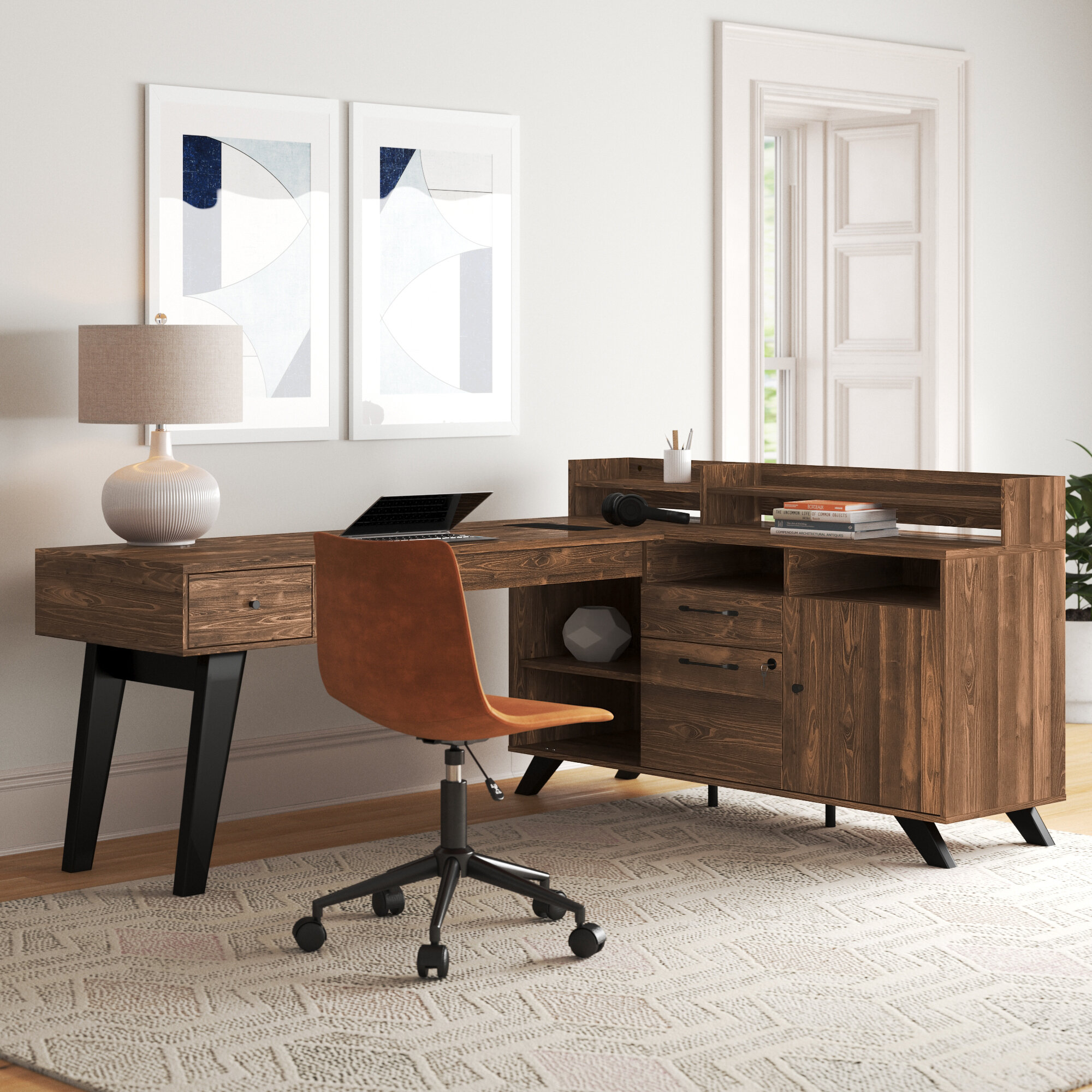 Mercury Row® Peavler L-Shape Desk with Hutch with & Reviews | Wayfair
