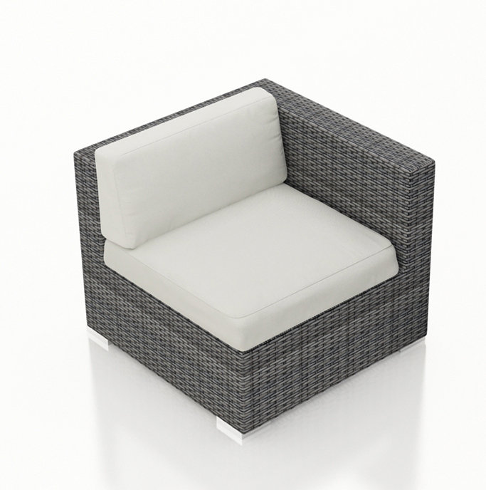 District Outdoor One Arm Lounge Chair, Canvas Natural Sunbrella® Canvas, Gray