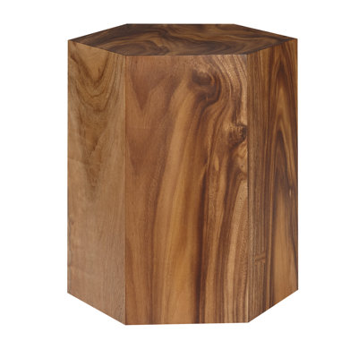 Honey Comb Solid Wood Block End Table