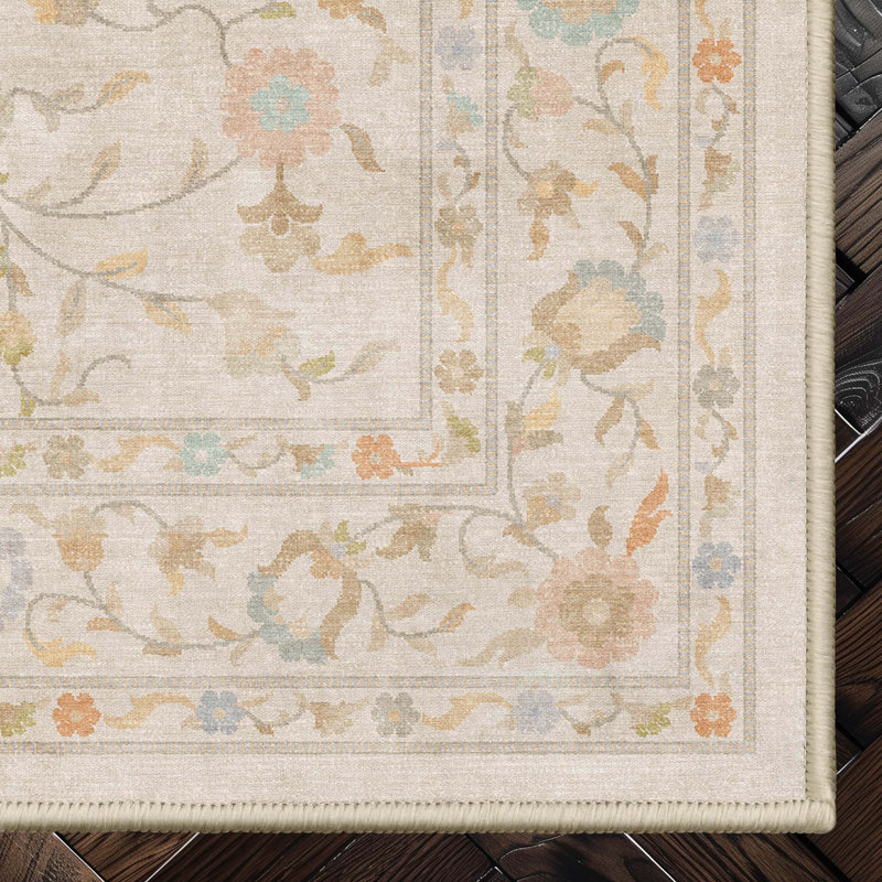Tapis beige Bungalow Bungalow Aylena Hereke, Rectangle 7 pi 7 po x 9 pi 10 po