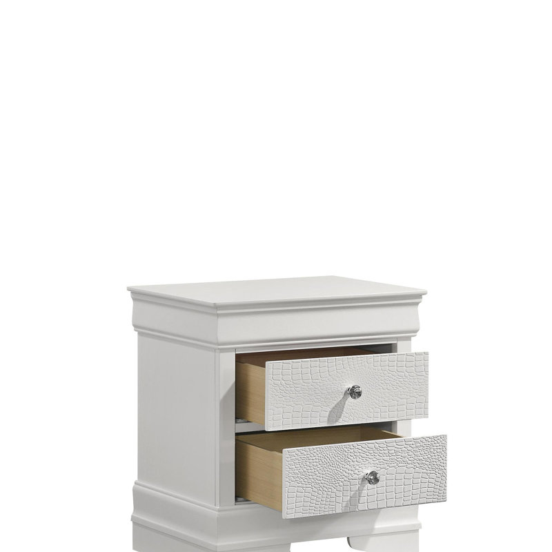 Table de chevet 2 tiroirs Blaze, Blanc