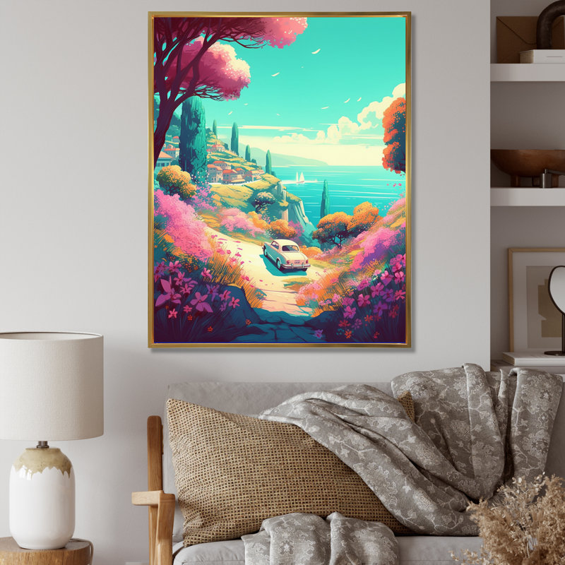 Seaside Drive II - Imprimé, H 44 po x l 34 po x P 1,5 po, Cadre flottant doré
