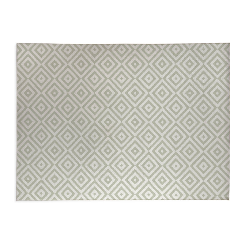 Ikat Eye Kids Play Mat, Light Green, Rectangle 2' x 3'