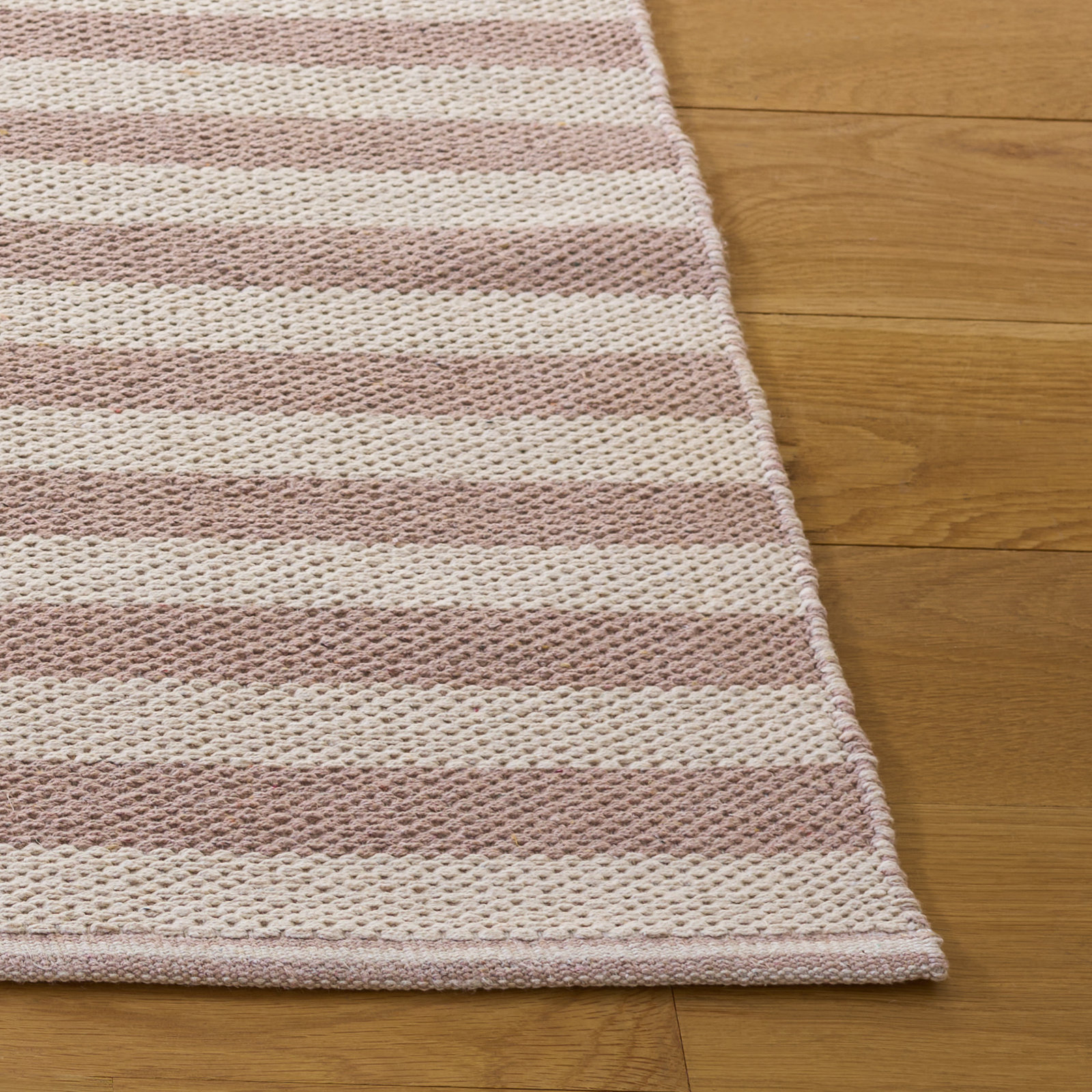 Ilona Ivory Light Gray Striped Cotton Rug, Rectangle 6' x 9'
