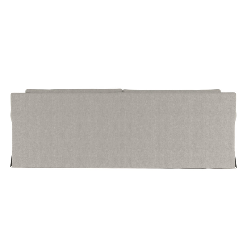 Ludlow Rolled-Arm Skirted Extra Long Sofa, 34" H x 120" W x 38" D, Box Weave Linen Silver Streak, Dark Brown