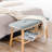 35.6" Upholstered Shoe Bench with Storage Shelf for Entryway, Gray Velvet Cushion-1913240562-1935867957