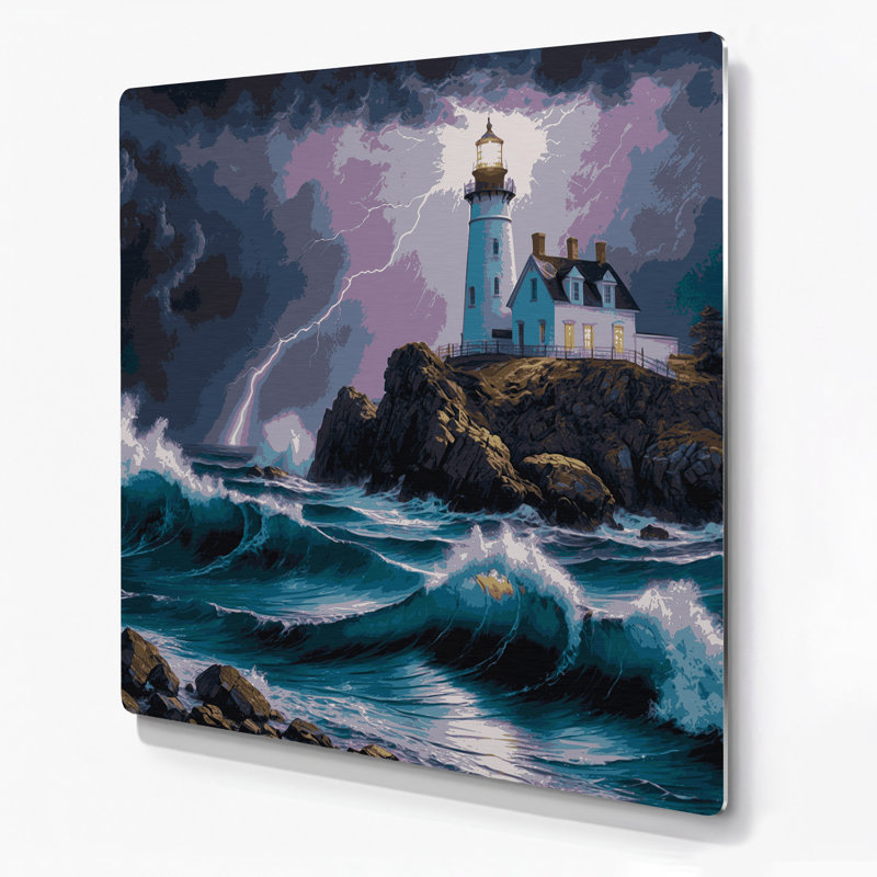 Art mural en métal gris Phares nautiques, H 12 po x l 12 po