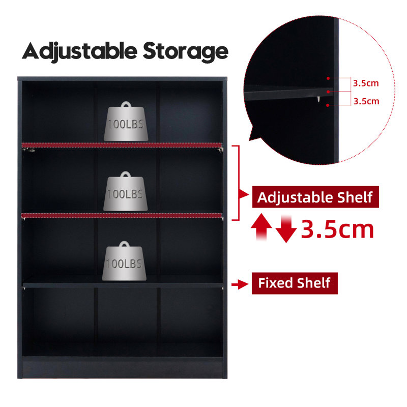Bibliothèque standard Latitude Run® Gibney, (4 tablettes) H 48,03 po x l 33,07 po x P 11,61 po, Noir