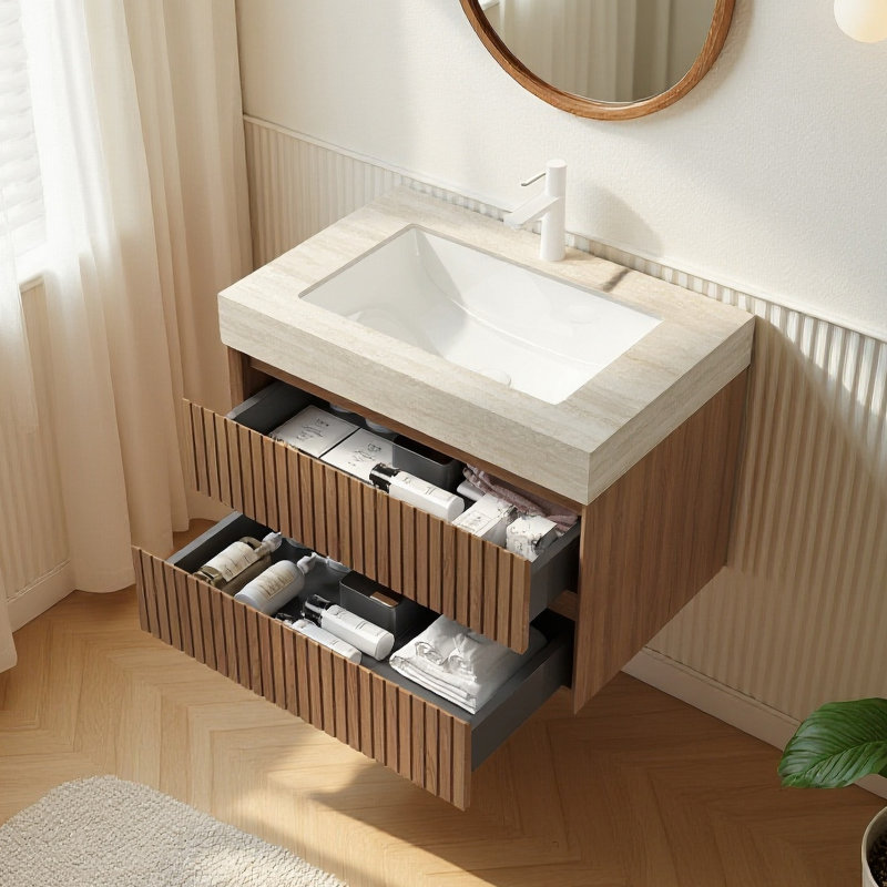 Meuble-lavabo 30 po avec dessus en pierre frittée pré-assemblé, 30"