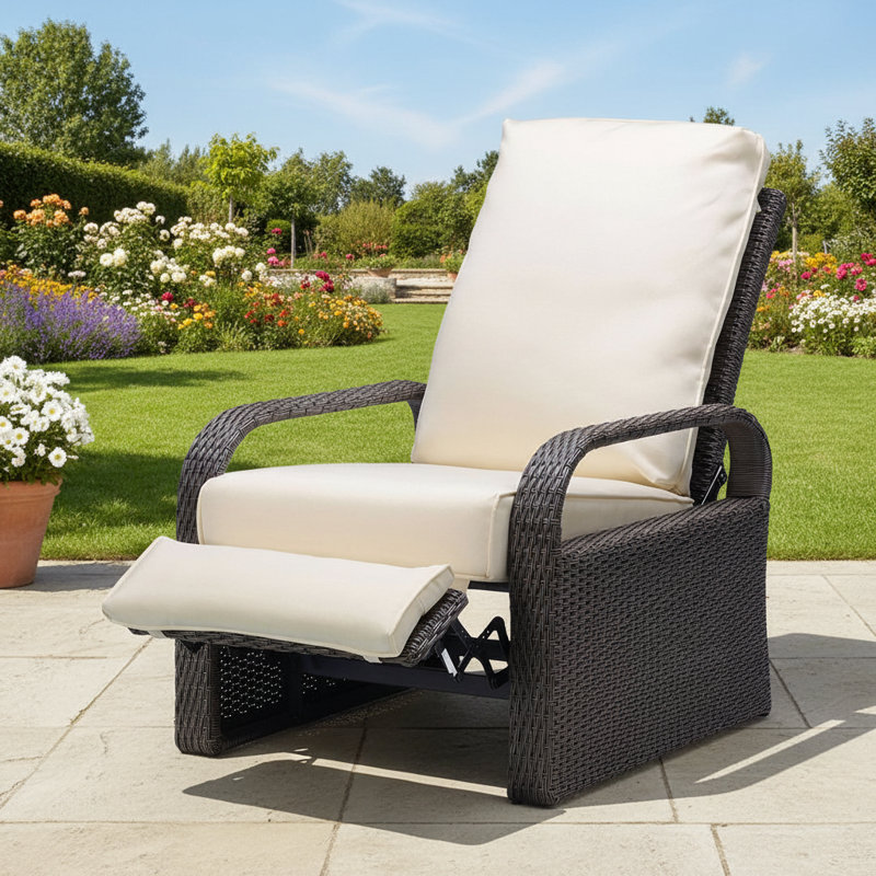 Coussin de chaise d'extérieur en aluminium et rotin tissé pour l'extérieur, Blanc