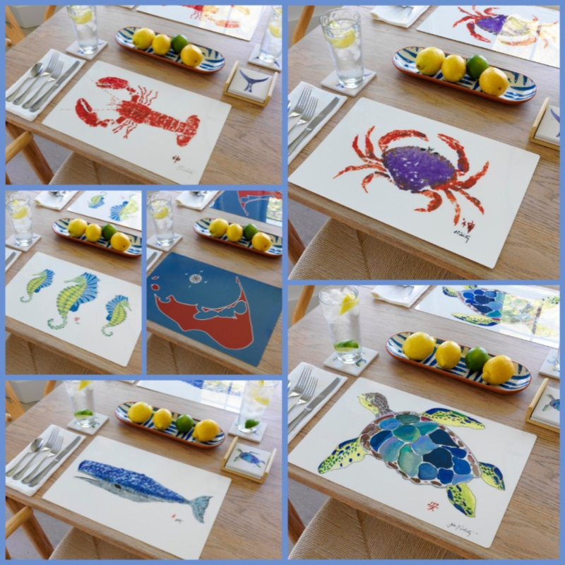 Napperon crabe vert - ensemble de 12 décorations de cuisine côtière